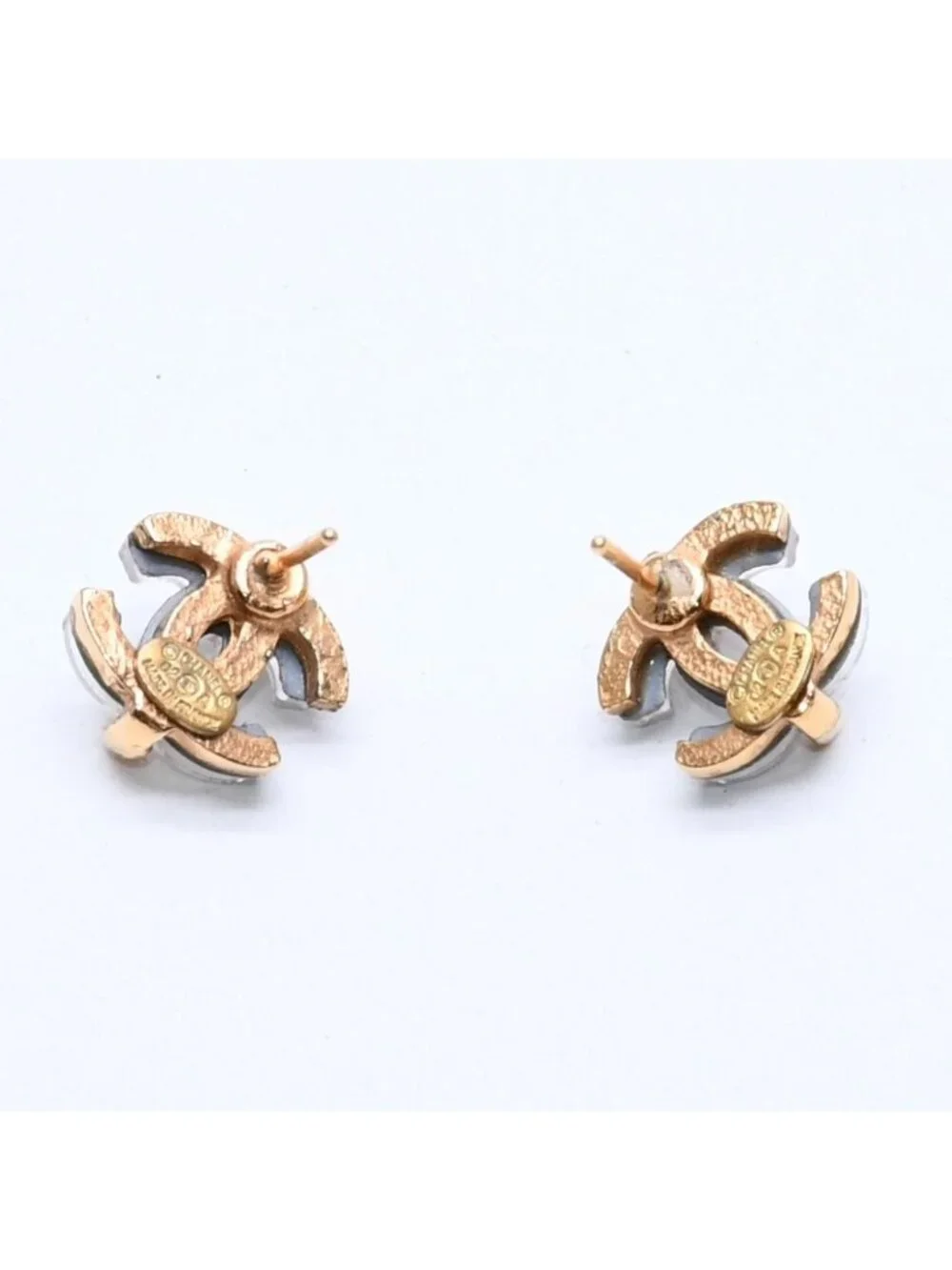 Chanel CC Logo Earrings 02 Metal Clear Gold